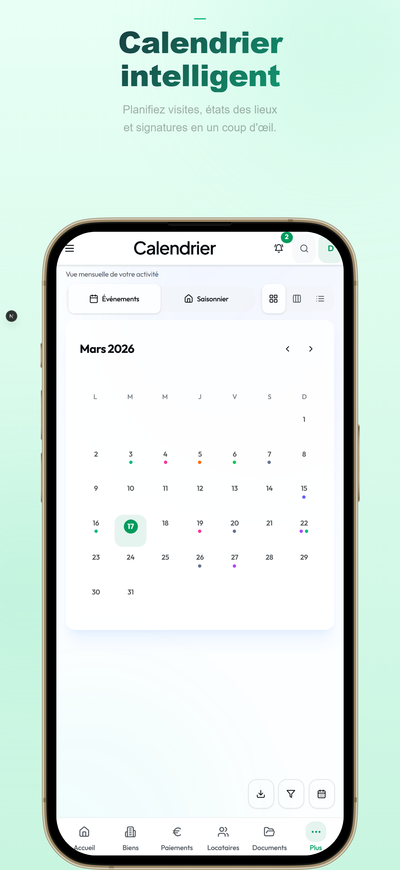Calendrier unifié multi-biens